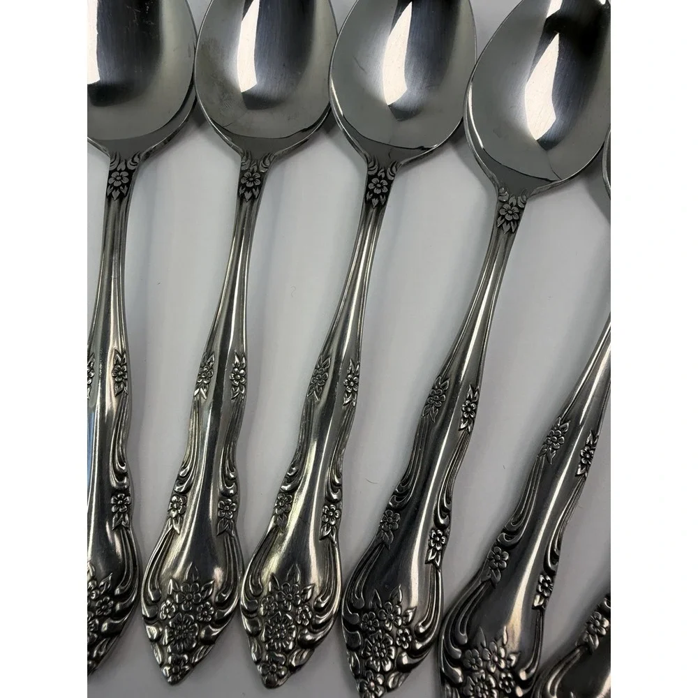 Rogers Dream Rose Soup Spoons Stainless Flatware Korea Set of 8